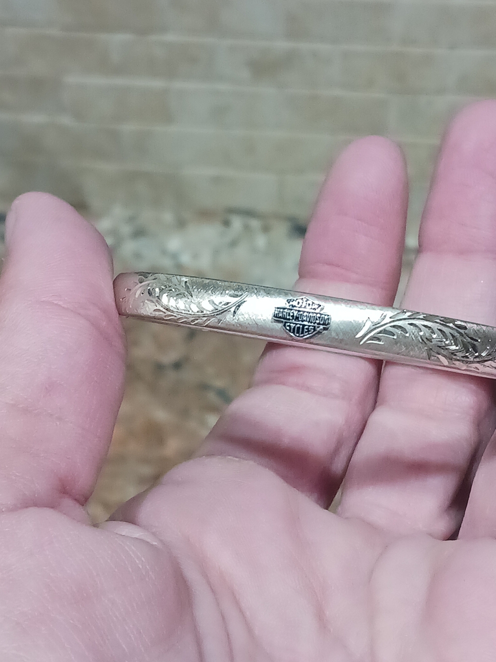 Vtg Designer 8in. 925 Sterling Silver Harley Davidson Hinged Bangle Bracelet